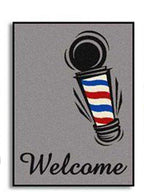 Welcome Floor Mat - Barber Pole Design