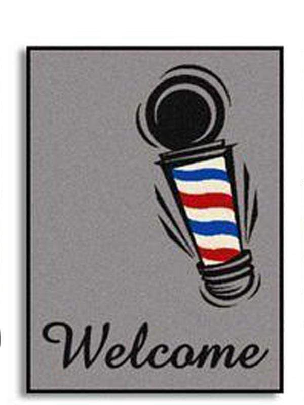 Welcome Floor Mat - Barber Pole Design