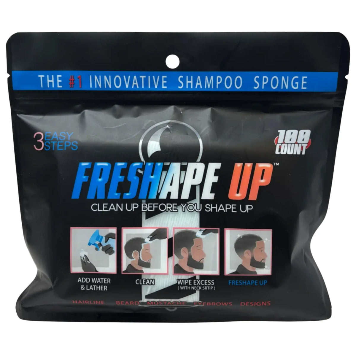 FreShape Up 100 Packs No-Rinse Barber Sponges