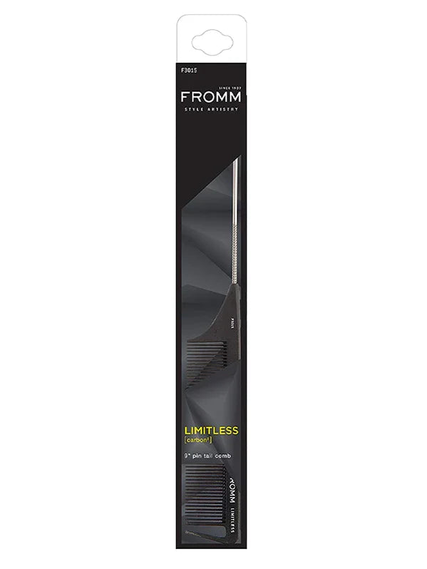 Fromm Limitless Carbon Pin Tail Comb 9" - Black