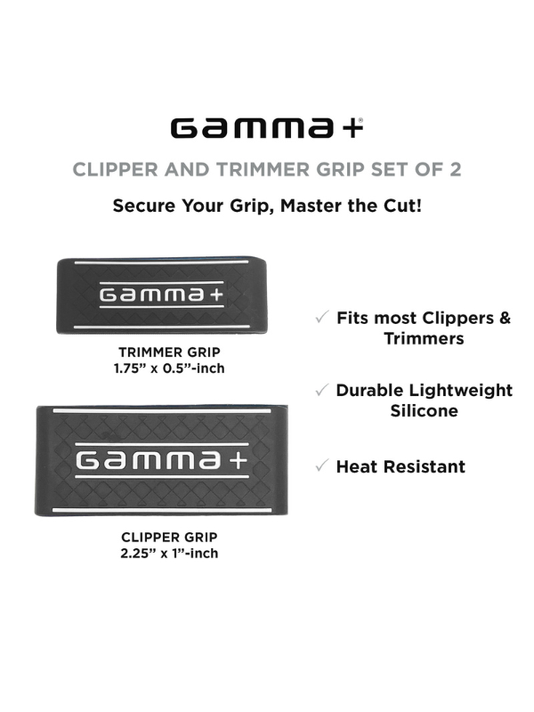 Gamma+ Clipper & Trimmer Grip Set GP309B (Black white White Logo)