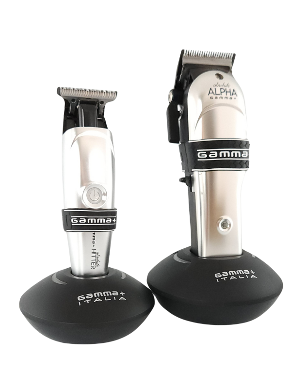 Gamma+ Clipper & Trimmer Grip Set GP309B (Black white White Logo)