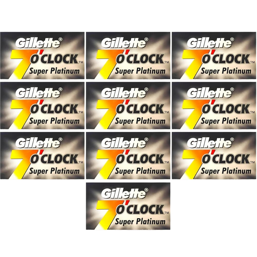 50 Gillette 7 O'Clock Super Platinum Double Edge Razor Blades