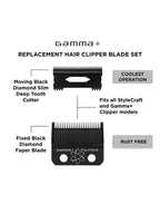 Gamma+ Replacement Fixed DLC Faper Clipper Blade with Moving Slim Tooth Cutter