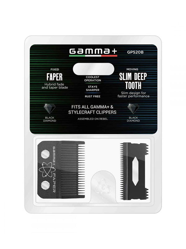 Gamma+ Replacement Fixed DLC Faper Clipper Blade with Moving Slim Tooth Cutter