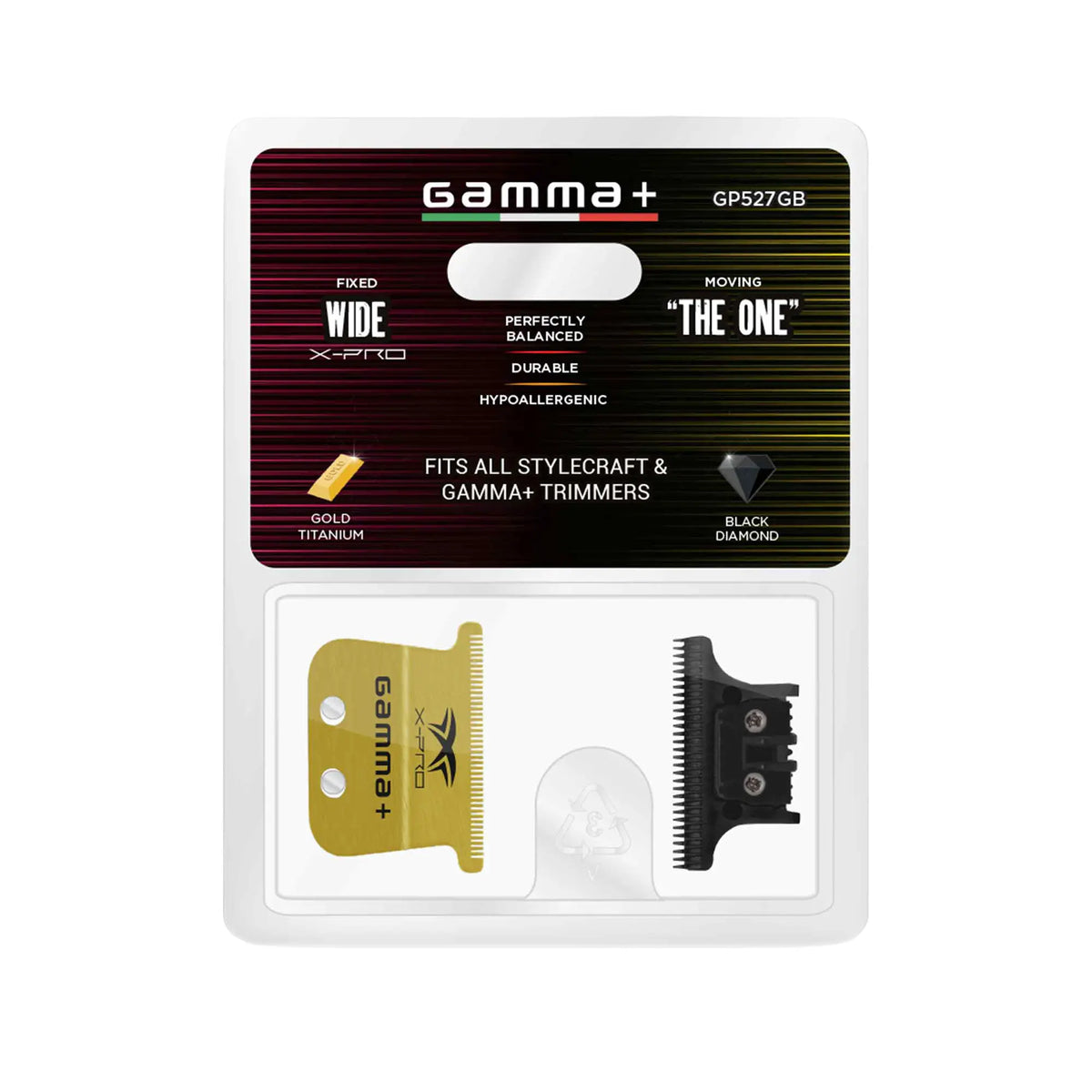 Gamma+ X-Pro Gold Titanium Wide Trimmer Blade with Black DLC The One Cutter #GP527GB
