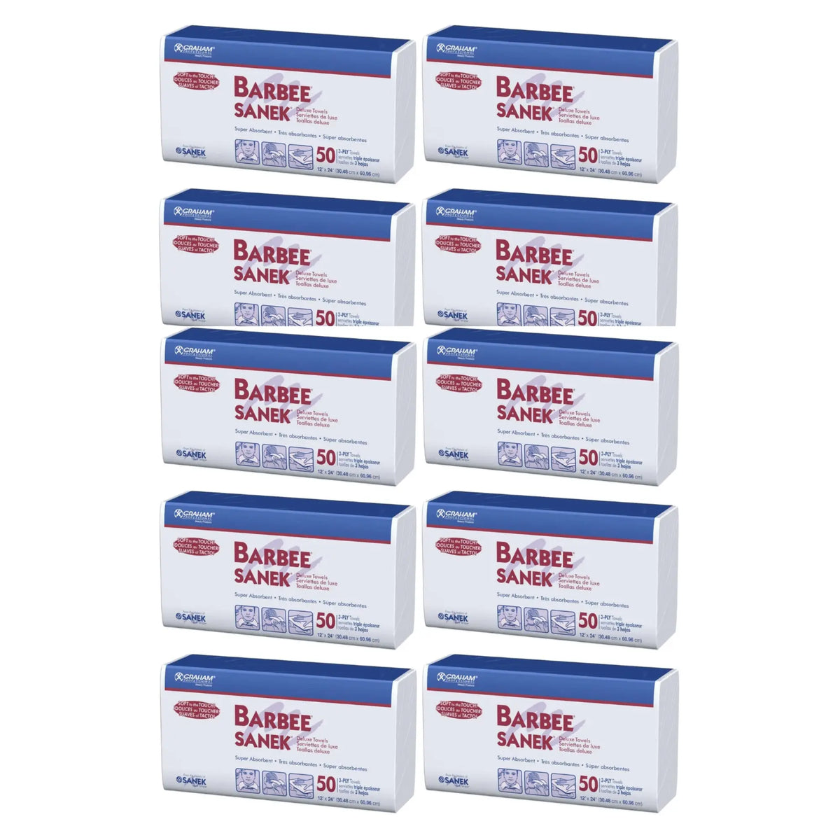 Graham Barbee Towel 12"x 24" White Box of 10