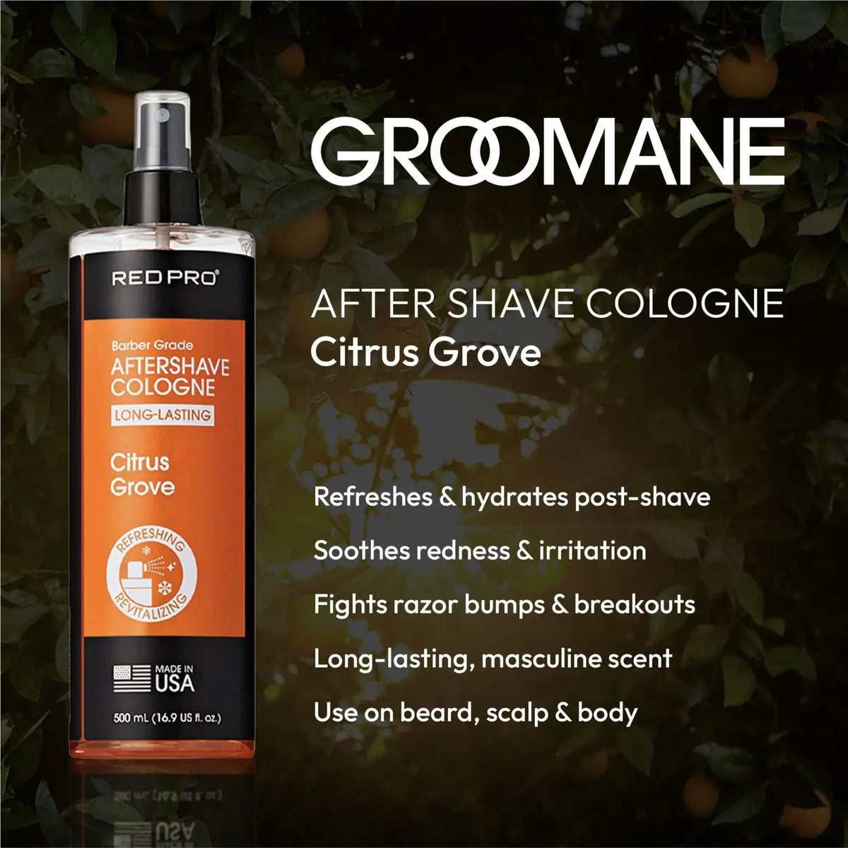 Groomane Cooling Aftershave Cologne for Men – Assorted Scents 500ml