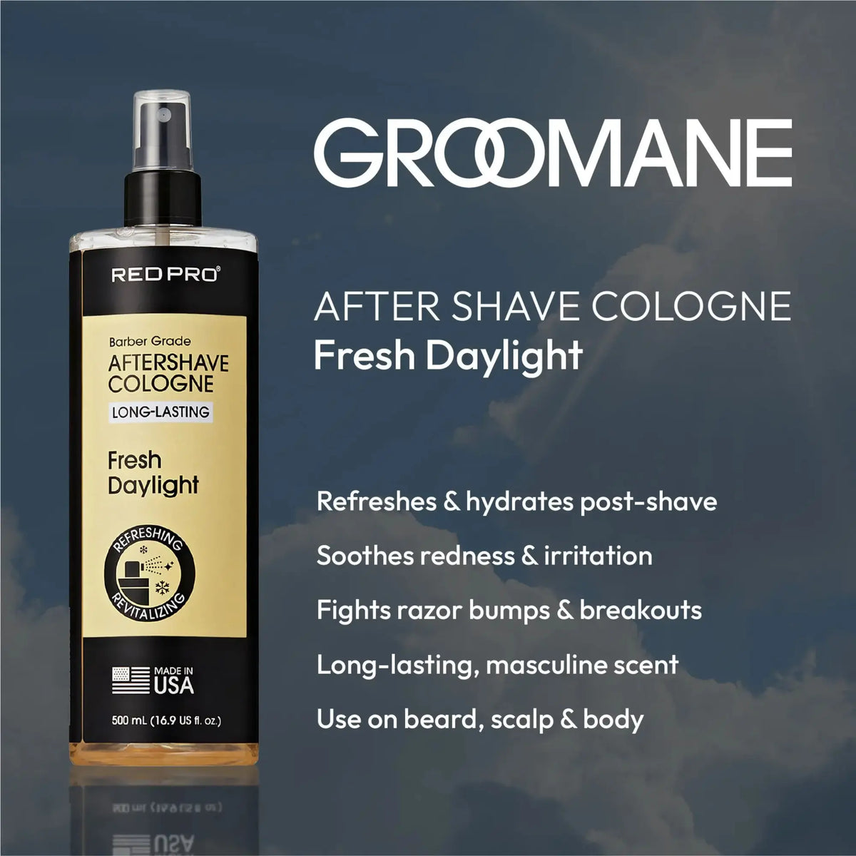 Groomane Cooling Aftershave Cologne for Men – Assorted Scents 500ml