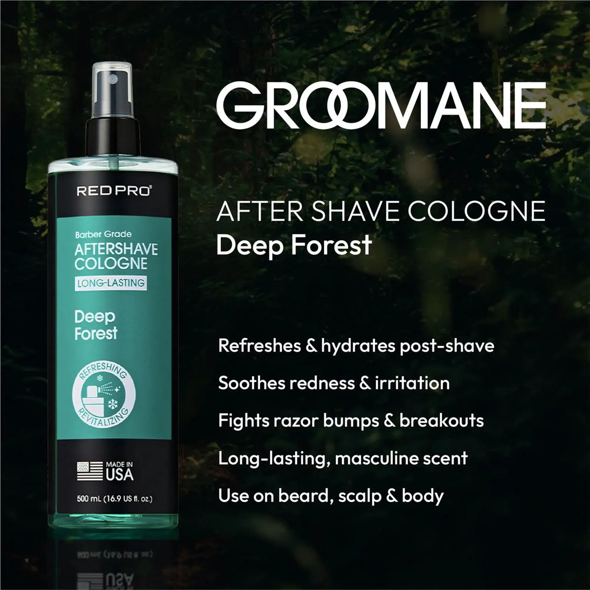 Groomane Cooling Aftershave Cologne for Men – Assorted Scents 500ml