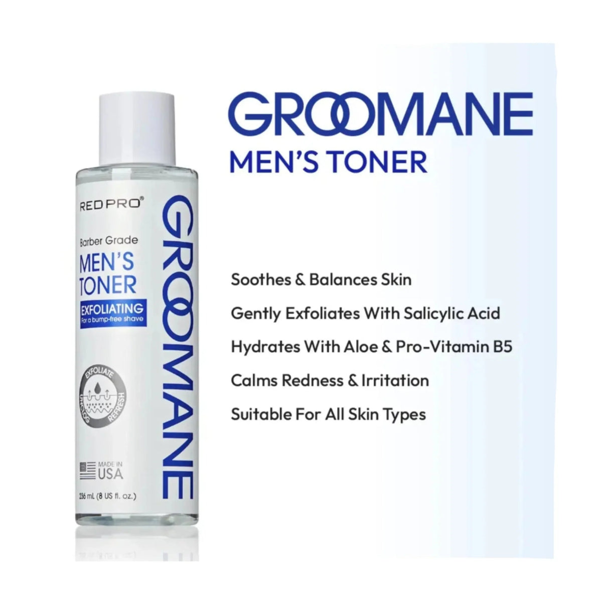 Groomane Men’s Exfoliating Toner for Razor Bumps
