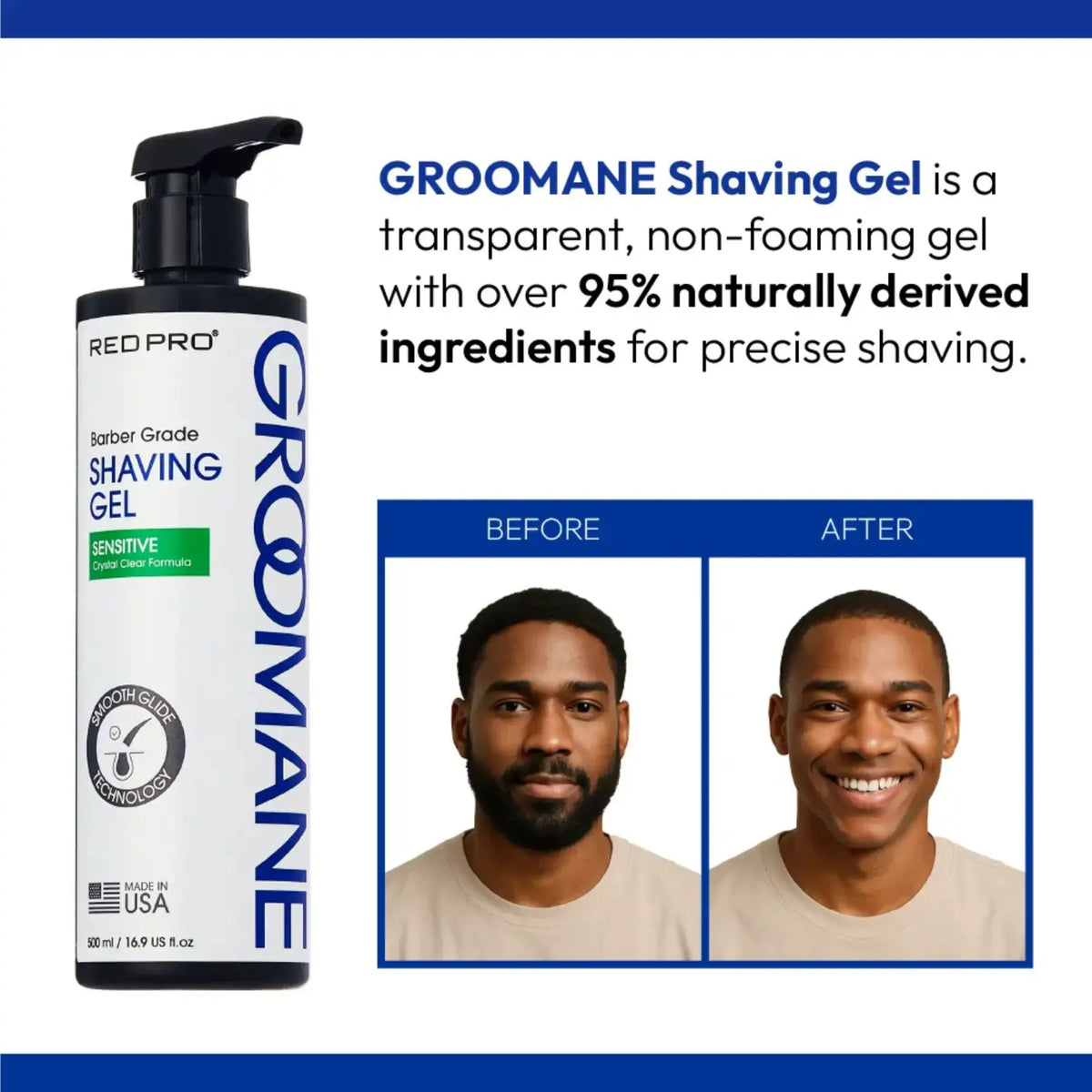 Groomane Barber Grade Shaving Gel – Non-Foaming Aloe Vera