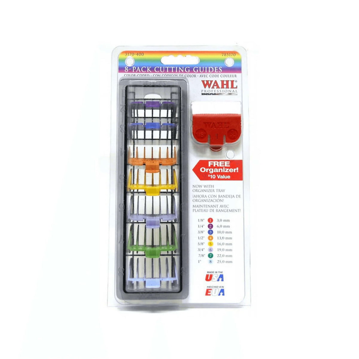 Wahl Professional 8 Color Coded Cutting Guides With Organizer