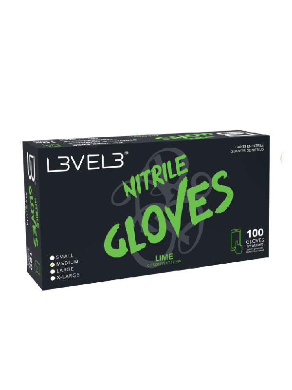 L3VEL3 Professional Nitrile Gloves Lime 100 Pack