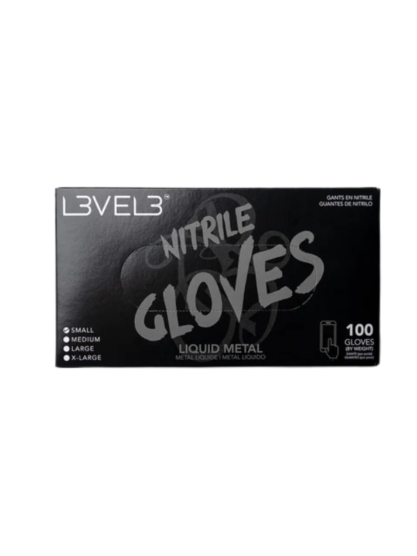 L3VEL3 Professional Nitrile Gloves Liquid Metal 100 Pack