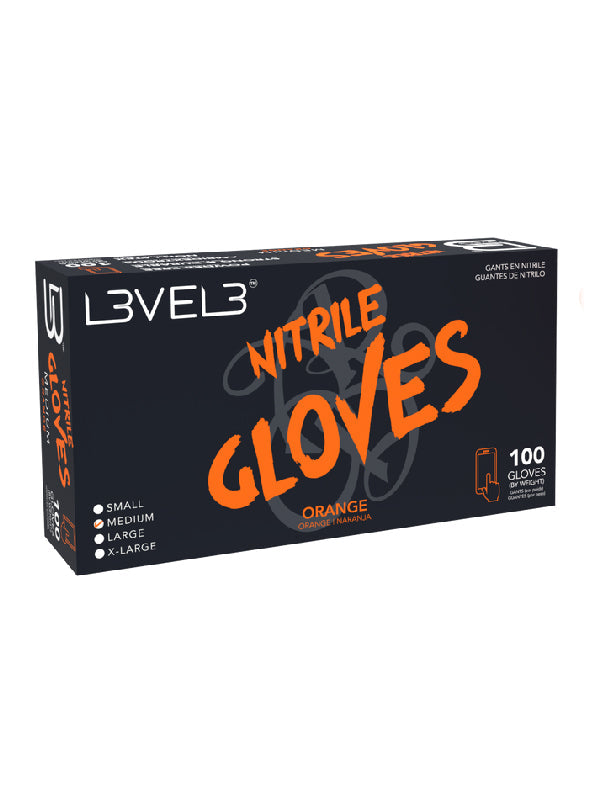 L3VEL3 Professional Nitrile Gloves Orange 100 Pack