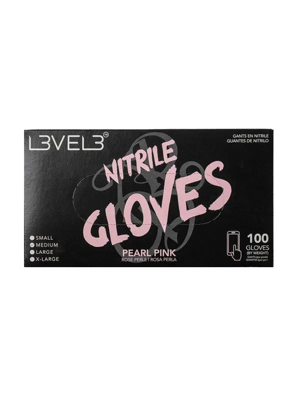 L3VEL3 Professional Nitrile Gloves Pearl Pink 100 Pack