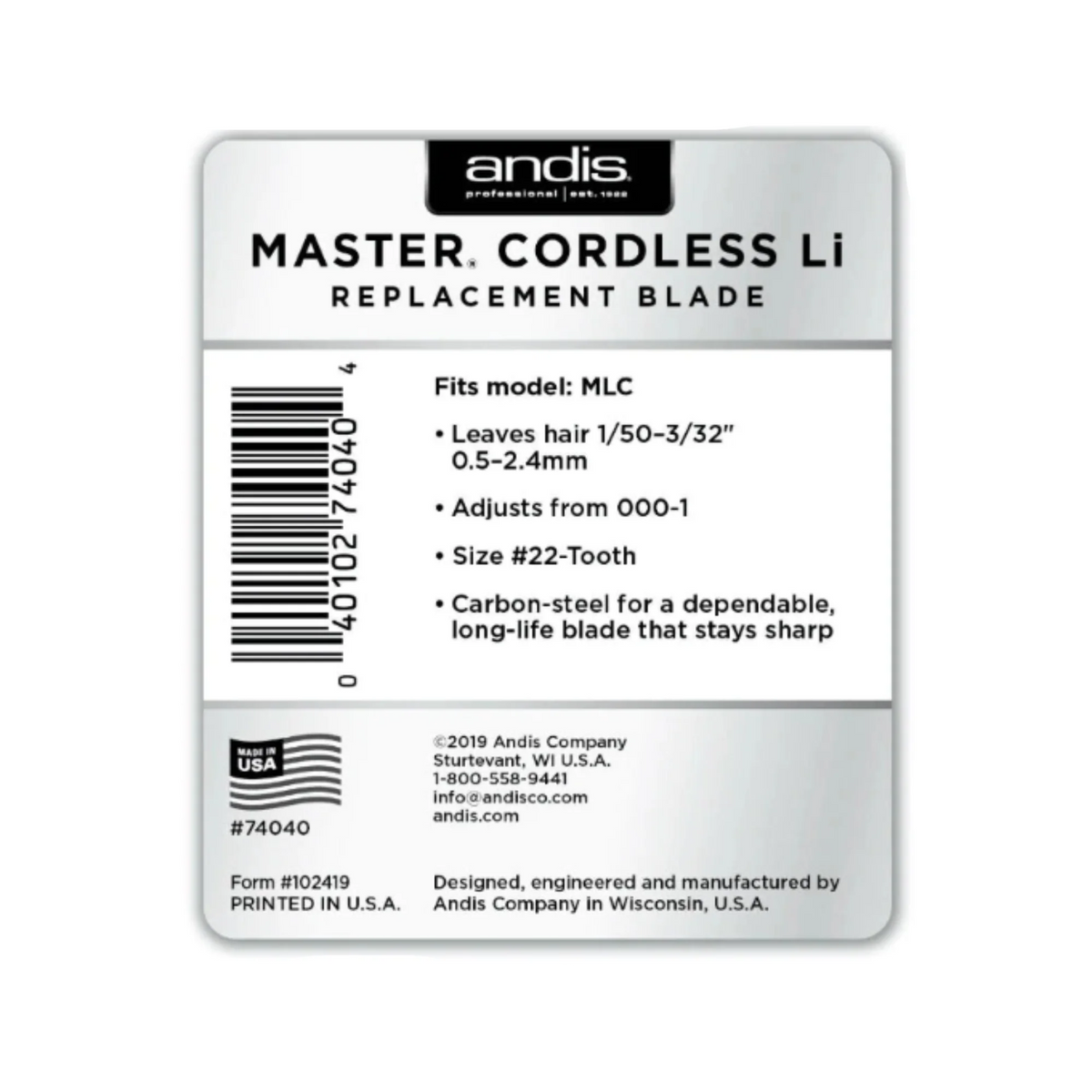 Andis Master Cordless Li Clipper Blade #74040