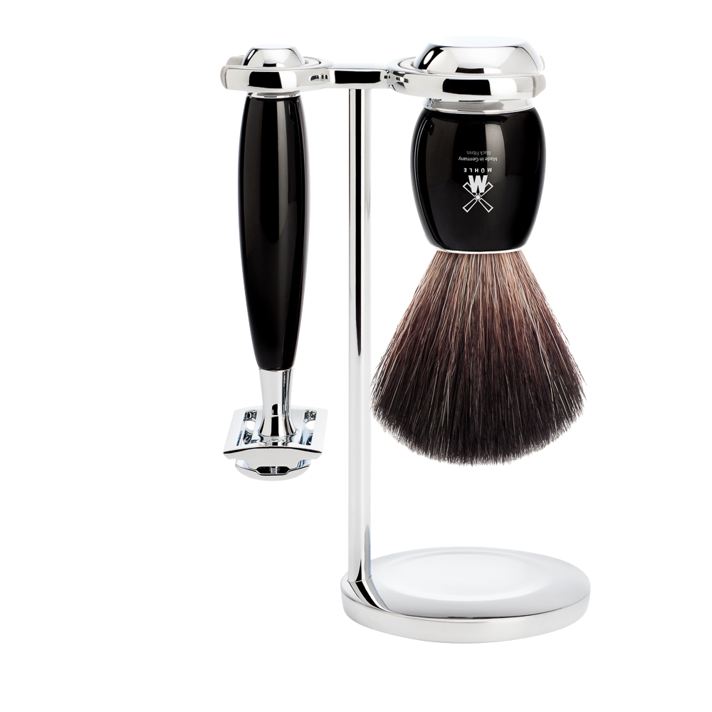 Muhle Vivo Shaving Set Safety Razor & Black Fibre Brush Black