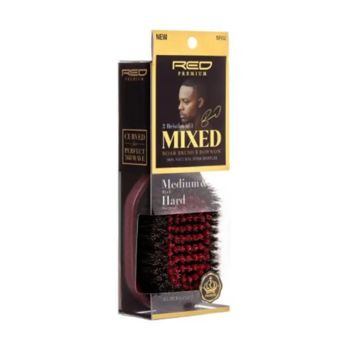 Red Premium Club Brush Curve Mixed 2 in 1 Medium & Hard Burgundy #BR02