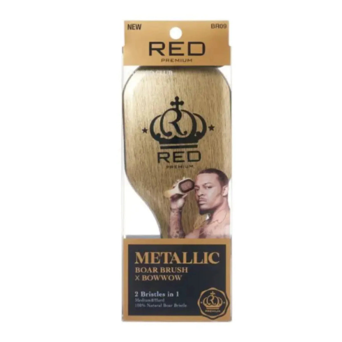 Red Premium Club Brush Curve Mixed 2 in 1 Medium & Hard Gold Metallic #BR09