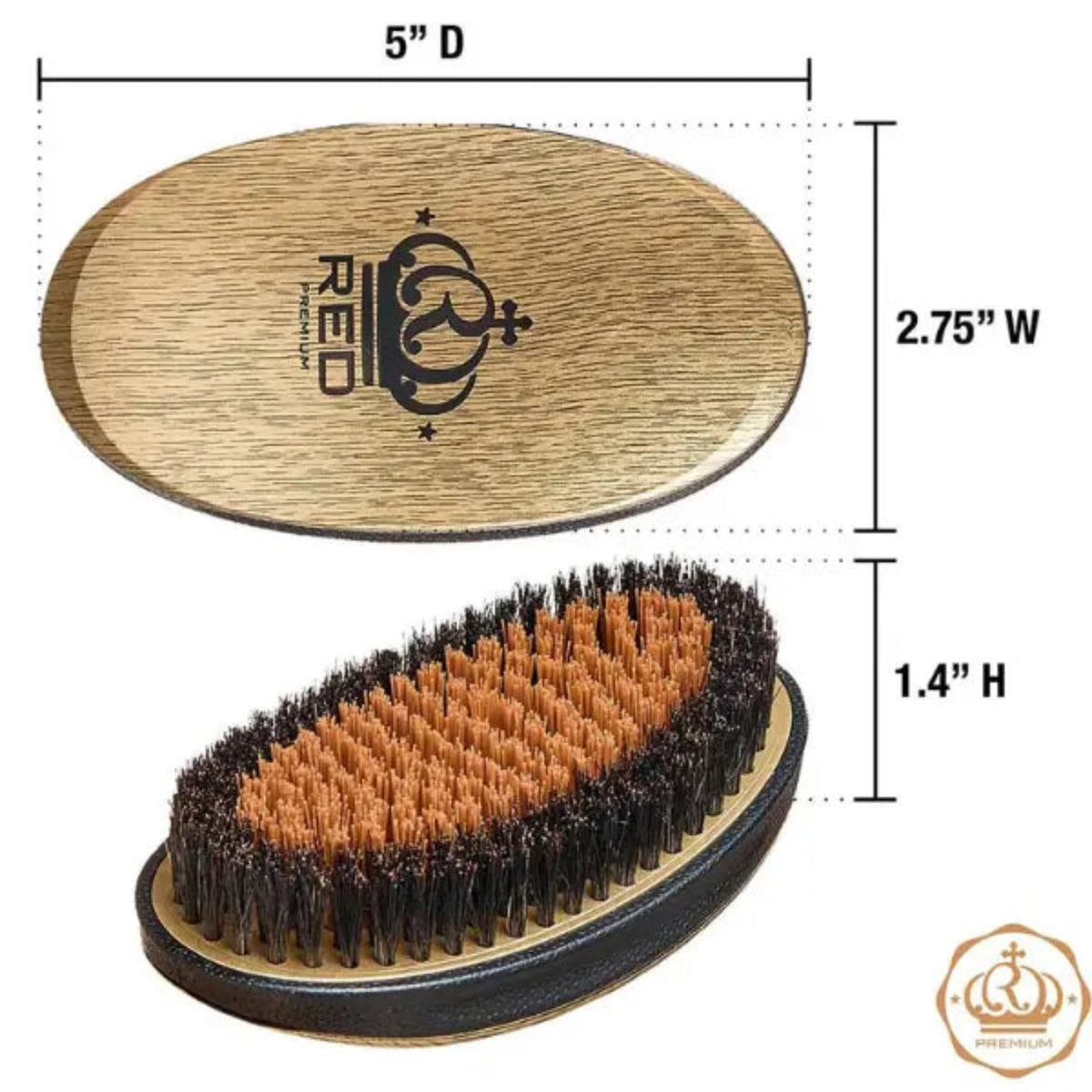 Red Premium Palm Brush Mixed 2 in 1 Medium & Hard Gold Metallic #BR08