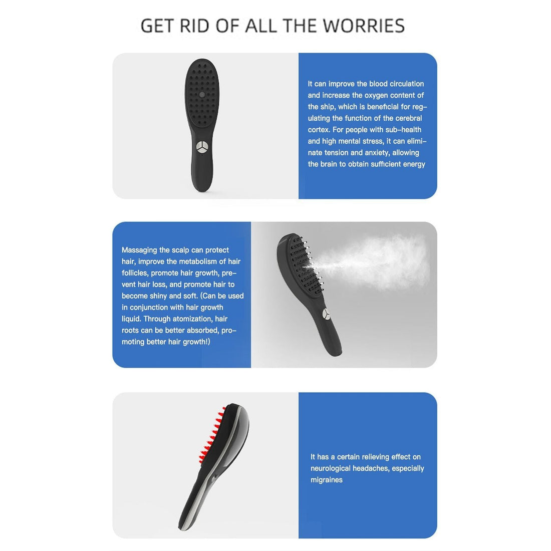 Electric Vibration Hair Growth NBHS Comb Massager Red Light Therapy Massage Brush