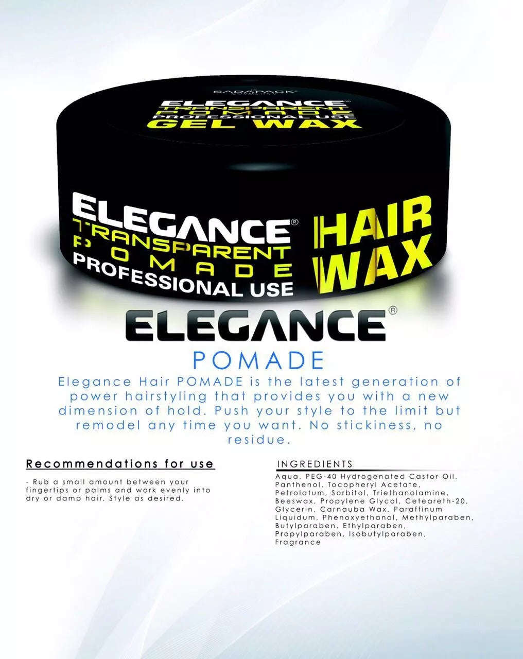 3x Elegance Hair Gel Wax Transparent Gold Pomade - 140g