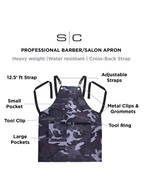 Stylecraft Heavy Weight Waterproof Barber Cutting Apron  "Black Camo"