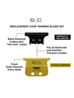 StyleCraft X-Pro Fixed Gold Wide Trimmer Blade with DLC Deep Tooth Cutter #SC527GB