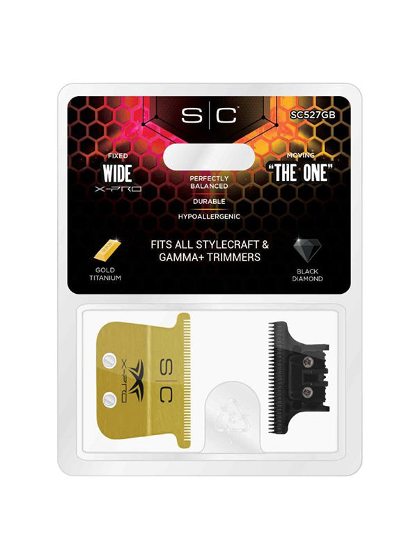 StyleCraft X-Pro Fixed Gold Wide Trimmer Blade with DLC Deep Tooth Cutter #SC527GB
