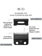 StyleCraft Diamond Cut Fade Clipper Blade + DLC Shallow Tooth 2.0 Cutter #SC540B