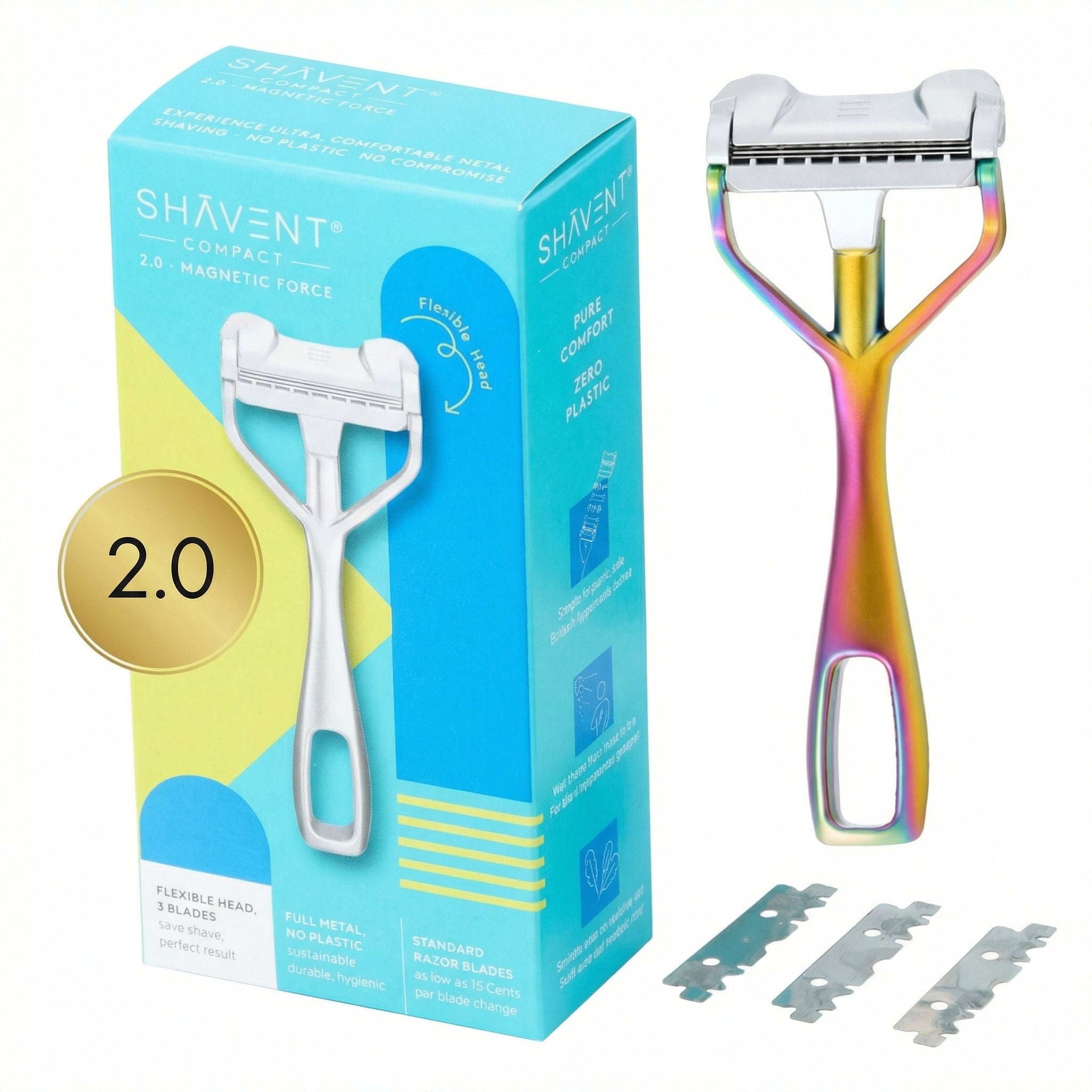 Shavent Safety Razor Single Edge Compact 2.0 Magnetic Rainbow