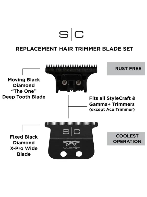 StyleCraft X-Pro Fixed Black Diamond Wide Blade with  DLC The One Cutter #SC536B