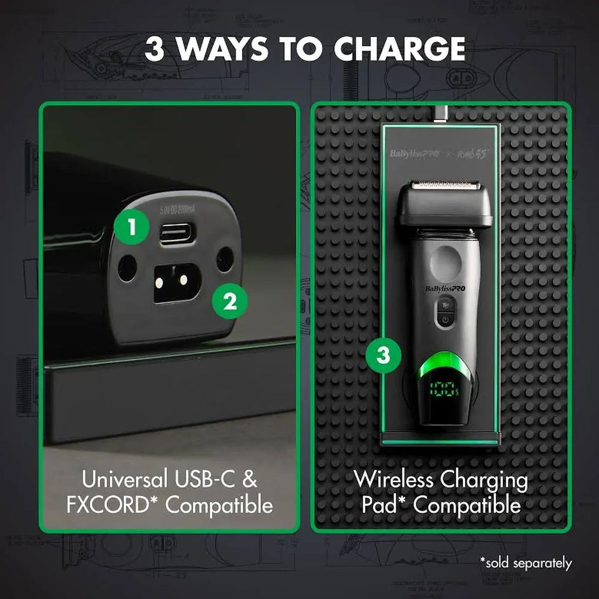 BaBylissPRO® x Tomb45 Wireless-Charging Double-Foil Shaver