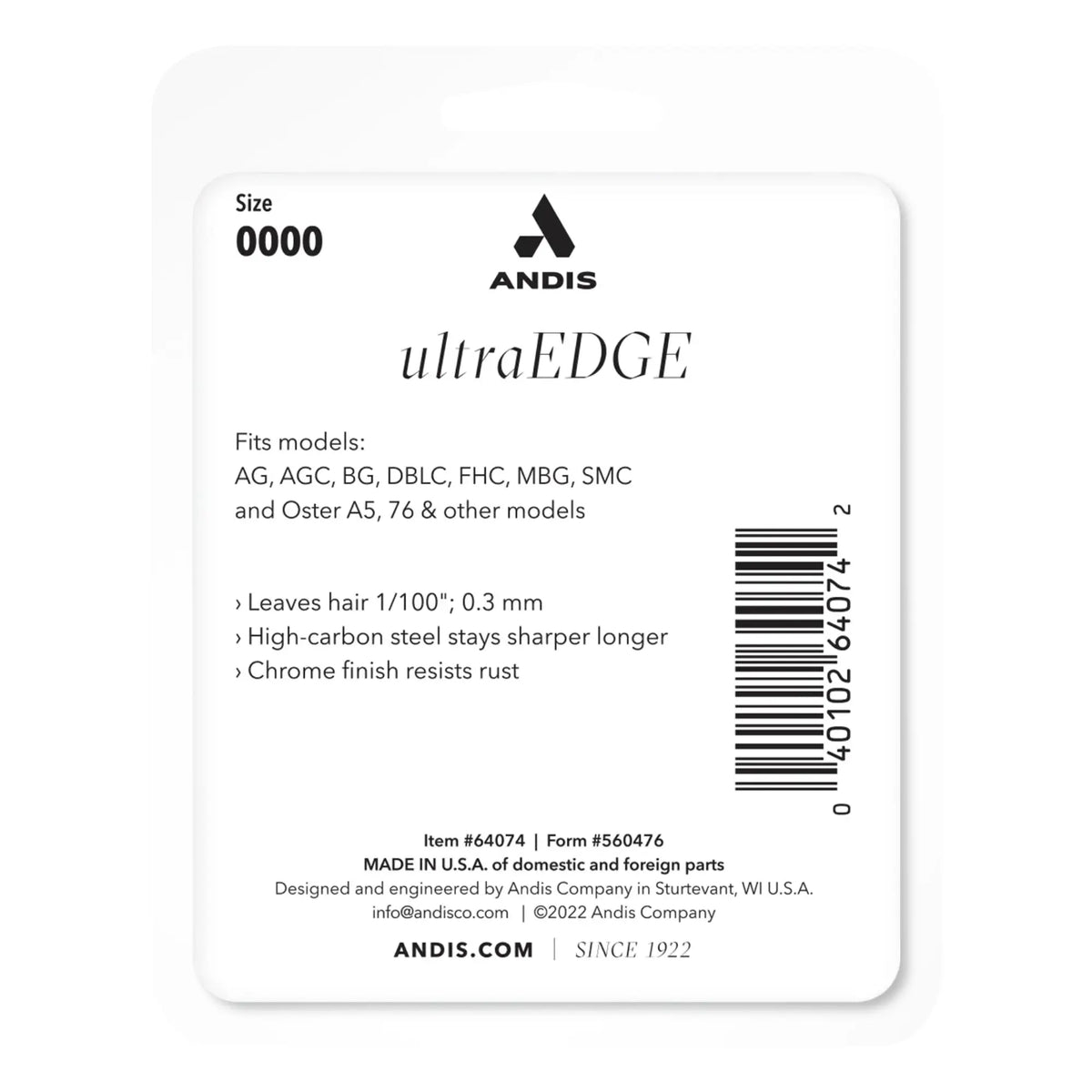 Andis UltraEdge Size 0000 Detachable Clipper Blade #64074