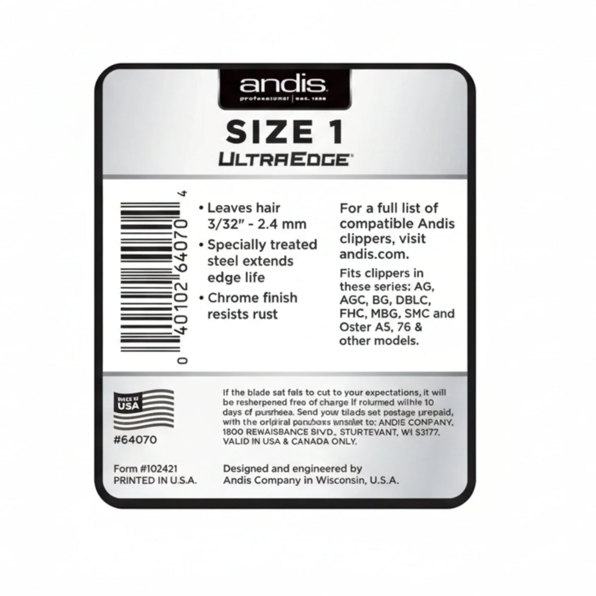 Andis UltraEdge Size 1 Detachable Blade #64070