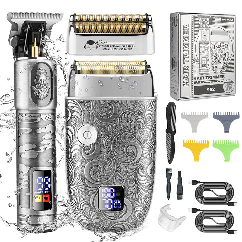 Waterproof Hair and Beard Trimmer for Men & Electric Razor Shaver Set